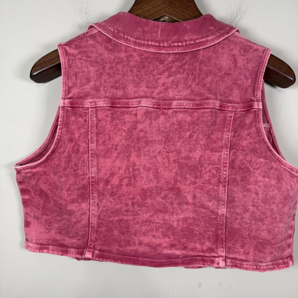 Fashion Nova Sleeveless Crop Pink Denim Jacket Size 1X Y2K Streetwear - Picture 2 of 7